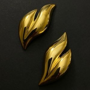 Vintage GIVENCHY  Paris-New York Large  Gold Tone Clip On Earrings